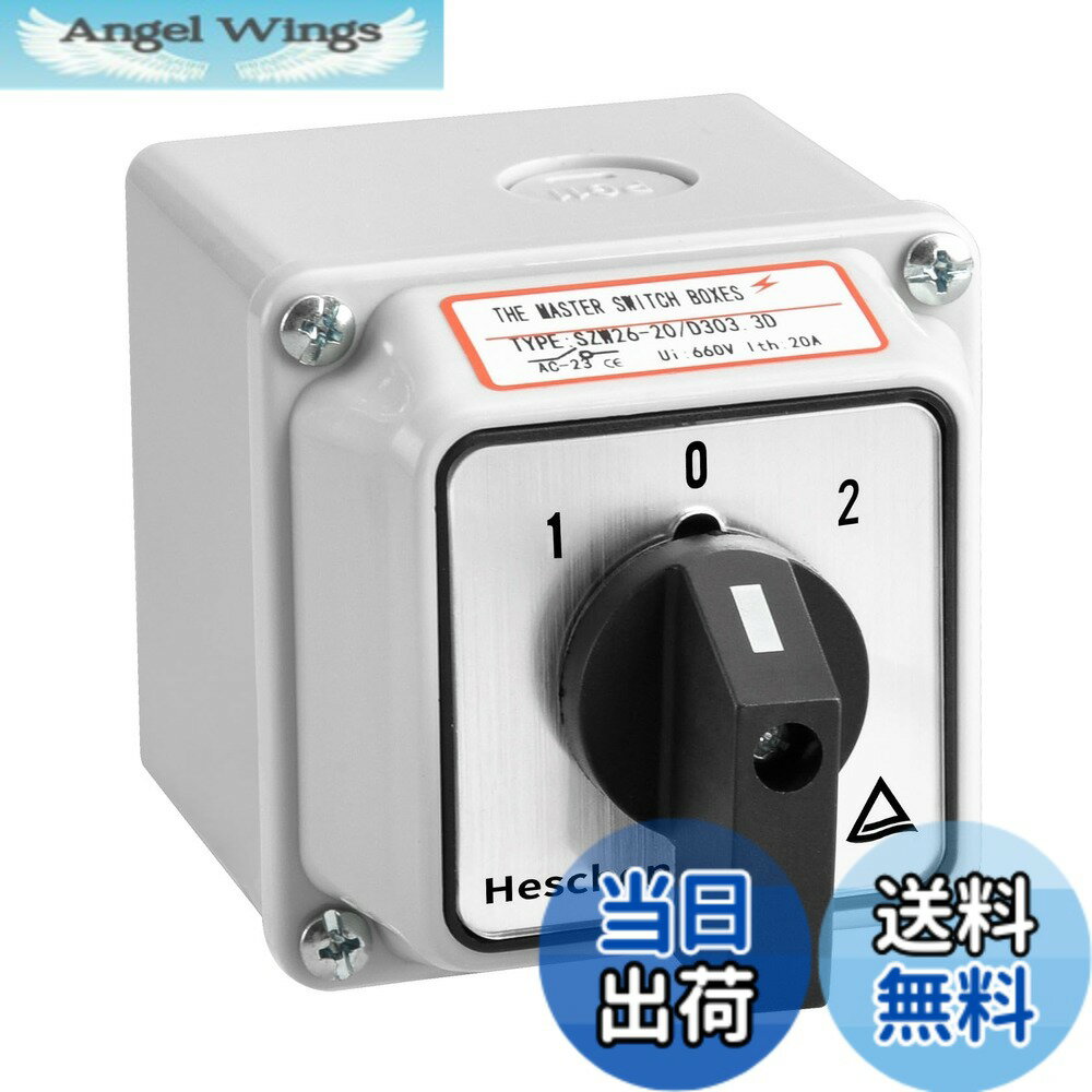 【送料無料】Heschen ユニバーサルロータリーカムセレクター切替スイッチ SZW26-20/D303.3D 660V 20A 3ポジション 3相12端子 CE マスタースイッチ付き 外装ボックス LW28-20/4 (標準ボックス)