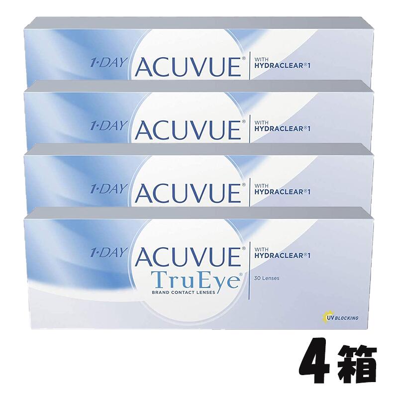 【4箱 送料無料】1day Acuvue True eye ワンデーアキュビュートゥルーアイ (30枚入) シリコーンハイドロゲル素材 ワンデー アキュビュー コンタクトレンズ クリアレンズ 1日 使い捨て Trueye 透明 楽天 処方箋なし BC8.5 bc9.0 uvカット 処方箋なし 近視 遠視