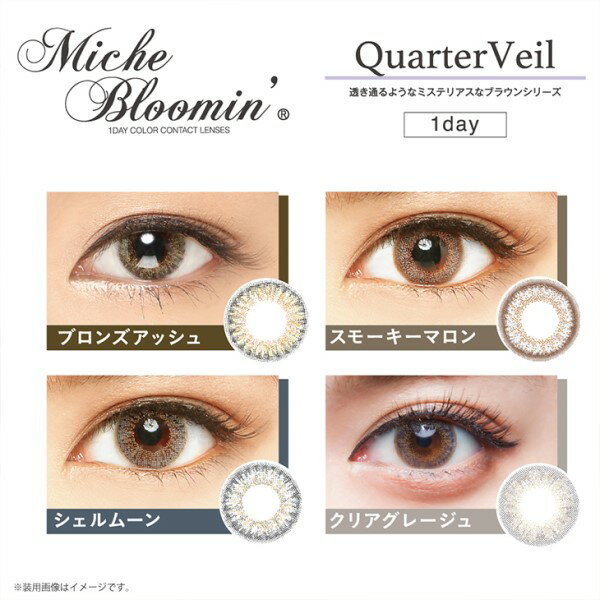 ★マラソンP5倍★【ネコポス送料無料】Miche Bloomin ミッシュブルーミン クォーターヴェール イノセントシリーズ 10枚入×1箱 |アイズワン 度なし 度あり カラコン カラー コンタクト contact lens color 日抛 美瞳