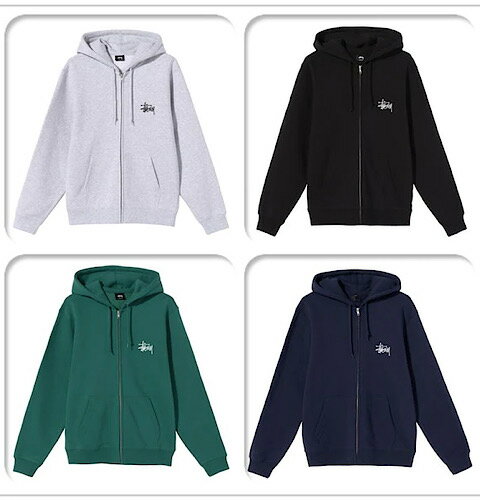 ステューシー パーカー メンズ ステューシー BASIC STUSSY ZIP HOODIE 裏起毛　スウェット ジップパーカー　プルオーバー