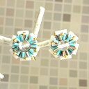 ビーズ アクセサリーキット チェコ 竹ビーズ フラワー ピアス イヤリング手作りキット 花 ターコイズ