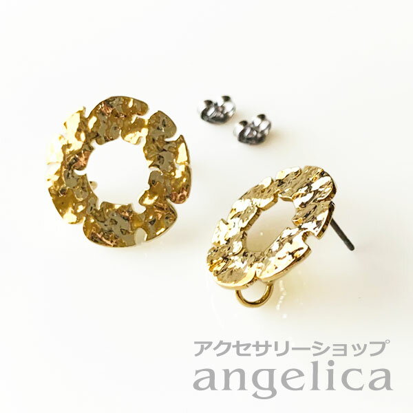 フラワー ピアス 1ペア チタンポスト 16kゴールド チタンキャッチ付き 金属アレルギー対応 アレルギー..