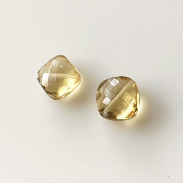 天然石 シャンパンシトリン パフダイヤモンドカット 9-10mm 1個 2個 粒売り 高品質 宝石質