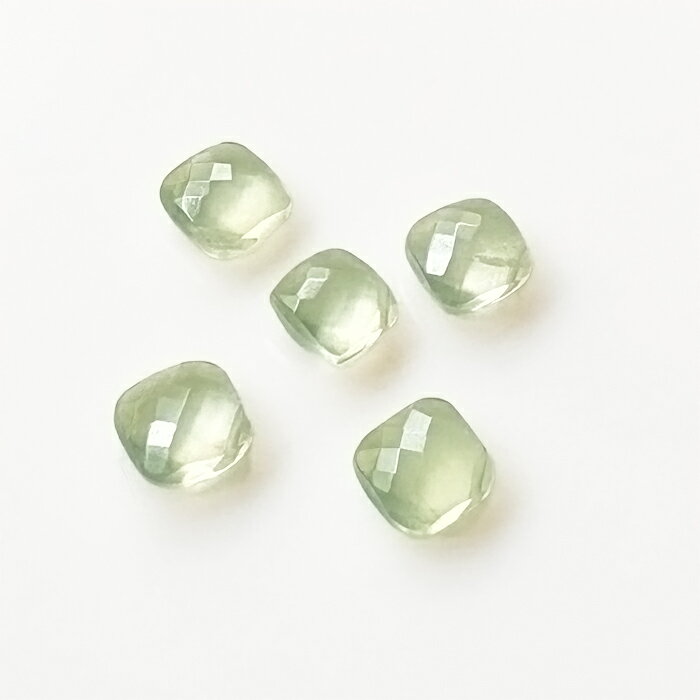 粒売り 天然石 プレナイト パフダイヤモンドカット 7-8mm 1個 2個 高品質 宝石質