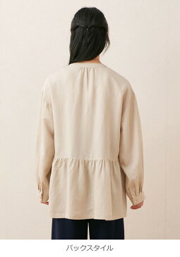 【30%OFF】 マタニティ トップス マタニティ・授乳しやすい テンセル麻ウエストギャザートップス テンセル麻ギャザーフレア トップス