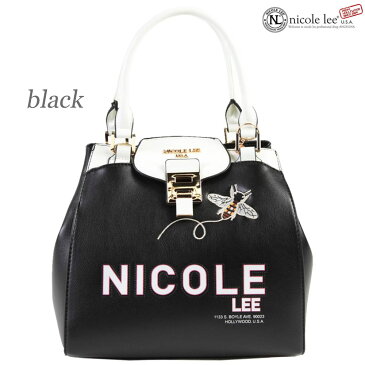 数量限定！NICOLE LEE ニコールリー P14038 レディース ポップロゴ バイカラー ハンドバッグ エナメル ミニボストン ショルダー ビーガンレザー 仕事 バッグ ヴィーガン 底鋲 大きめ 人気 おしゃれ ママ ブランド バック 30代 40代 20代 バイカラー