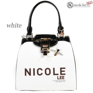 数量限定！NICOLE LEE ニコールリー P14038 レディース ポップロゴ バイカラー ハンドバッグ エナメル ミニボストン ショルダー ビーガンレザー 仕事 バッグ ヴィーガン 底鋲 大きめ 人気 おしゃれ ママ ブランド バック 30代 40代 20代 バイカラー