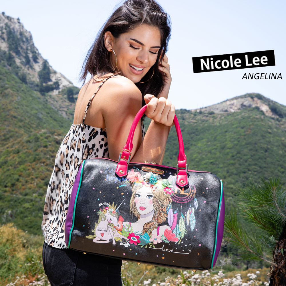 2020新作 数量限定 NICOLE LEE ニコールリー LOV15144 LOVE YOUR LOOK ユニコーン ピンク フェザー フラワー ミニボストン ハンドバッグ ショルダー　花柄 ビーガン レディース バッグ a4 底鋲 ヴィーガン 人気 ブランド バック 30代 40代 20代 フェミニン 女性