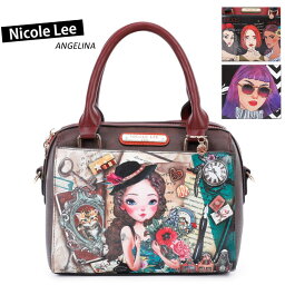 ニコールリー 数量限定 NICOLE LEE ニコールリー PRT15134 レディース スクエアハンドバッグ ショルダー 花柄 ビーガンレザー アンティーク ミニボストン スモール ガール ヴィーガン 底鋲 人気 おしゃれ ブランド バック 30代 40代 20代 インスタ ミニバッグ 小さめ ガール　ニコルリー