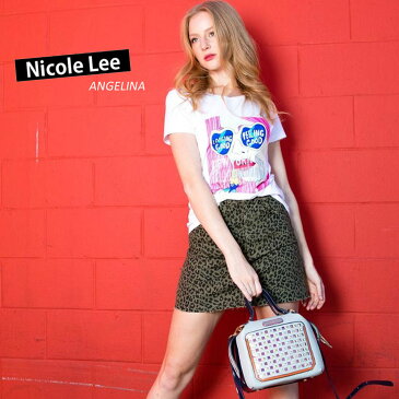 3/22新入荷！数量限定！NICOLE LEE ニコールリー PNL14051 Cordelia NLモノグラム柄 ミニバッグ ハンドバッグ ショルダー レザー レディース バッグ a4 底鋲 通勤 通学 ポーチ クラッチ 小さめ 人気 おしゃれ ママ ブランド バック オーロラスタッズ 30代 40代 20代