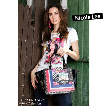 数量限定!NICOLE LEE ニコールリー WKN14146 WEEKEND GIRL ハンサムガール 大容量 トートバッグ ハンドバッグ ショルダー レザー レディース バッグ a4 底鋲 大きめ 人気 おしゃれ ママ ブランド バック 30代 40代 20代 アニメビーガンレザー