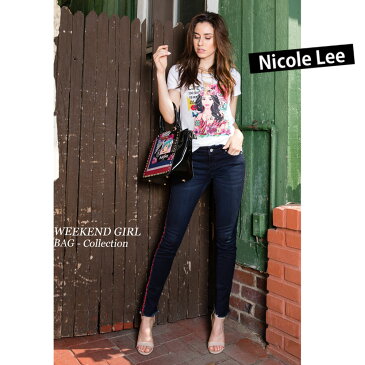 数量限定!NICOLE LEE ニコールリー WKN14146 WEEKEND GIRL ハンサムガール 大容量 トートバッグ ハンドバッグ ショルダー レザー レディース バッグ a4 底鋲 大きめ 人気 おしゃれ ママ ブランド バック 30代 40代 20代 アニメビーガンレザー