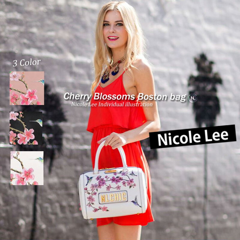 ニコールリー NICOLE LEE ニコールリー CHR12713 桜 フローラル メタルロゴ レディース ハンドバッグ ミニボストンバッグ レトロフラワー クラシカル フェイクレザー 花 さくら ニコルリー nicole lee グリッター送料無料　日本正規代理店 ヴィーガンレザー ガールズ インスタ