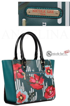 NICOLE LEE ニコールリー LIL12276 BAG ダークグリーンレディーフラワー刺繍トートバッグ 涙ストライプレトロモダンフローラル ビーズ 花 ハンドバック 深緑 nicole lee ニコルリー GLITTER掲載スペード かばん 海外セレブ愛用 正規代理店