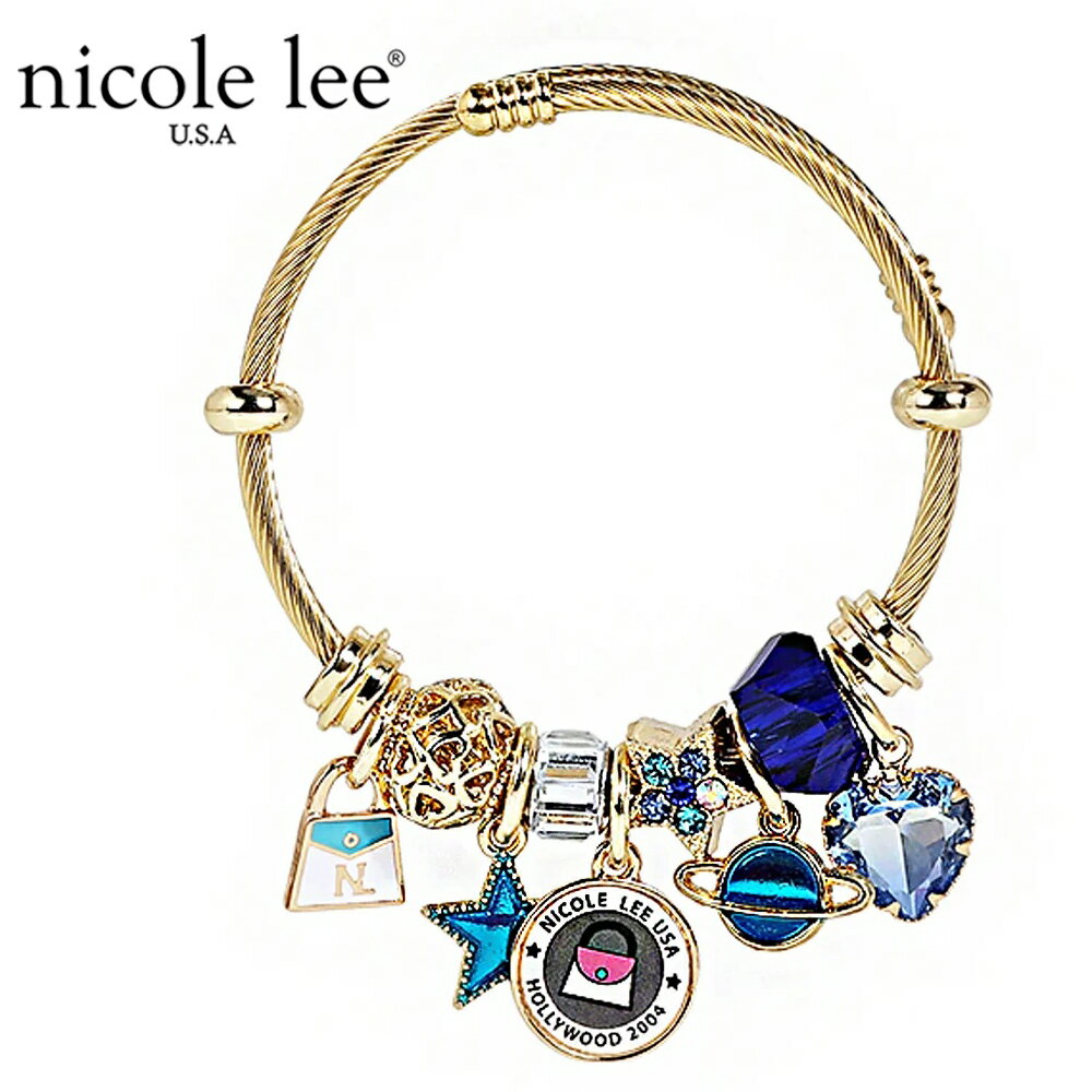 2025新作 数量限定 NICOLE LEE ニコールリー BR7832 STAR GOLD CHARM BRACELET ブレスレット 30代 40代 20代 50代 プレゼント 深いブルーとゴールドのチャーム 宝石ビジュー アクセサリー キラキラ カラーストーン バングル ジュエリー クリスタル ラインストーン 海 ブルー