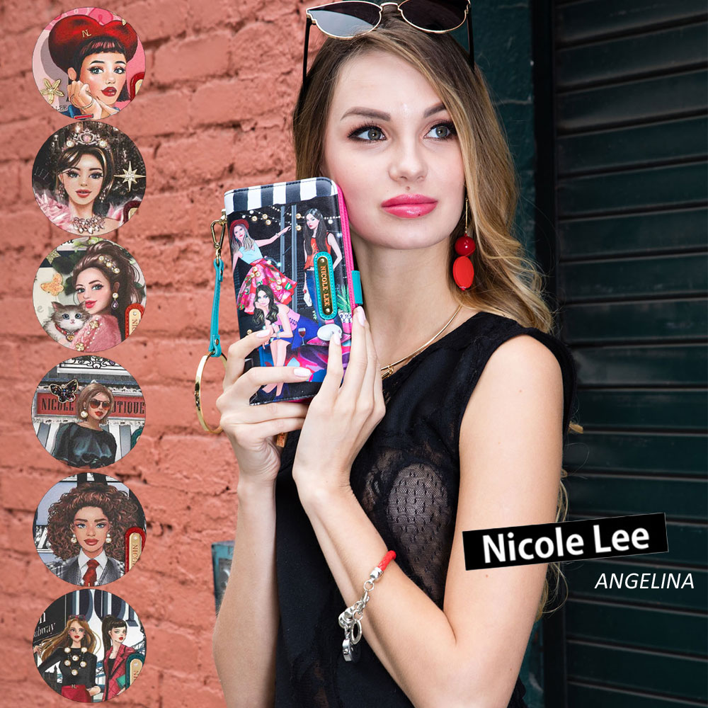 楽天ANGELINA - アンジェリーナ数量限定！NICOLE LEE ニコールリー PRT6700 ガールズプリント ラウンドファスナー長財布 ストラップ付 レザー レディース さいふ 人気 おしゃれ ママ ブランド 二つ折り カード入れ 30代 40代 20代 アニメ RFIDブロッキング機能搭載ビーガンレザーSDGSサスティナブル