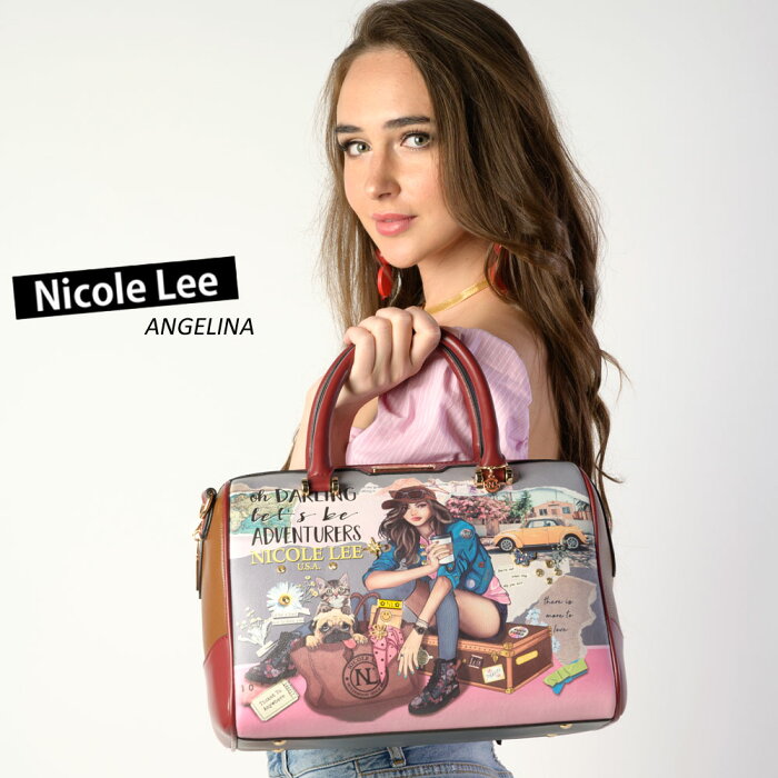 数量限定！NICOLE LEE ニコールリー JS16242 JOURNEY OF STEPHANIE レディース ミニボストン ハンドバッグ ショルダー 可愛い ビーガンレザー ヴィーガン 30代 40代 20代 ニコルリー ビンテージピンク ブラウン アンティーク SDGs サステナブル 50代 60代 軽い クリスマス