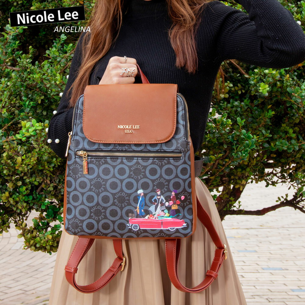 数量限定！NICOLE LEE ニコールリー SW16298 SMALL WORLD BLACK レディース モノグラム クラシカル リュック ビーガンレザー ヴィーガン 30代 40代 20代 春夏秋冬 ニコルリー グレー ブラウン SDGs サステナブル Sustainable SDGs サステナブル 50代60代