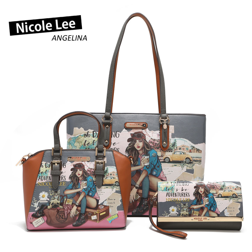 ニコールリー リバイバル品　復活　数量限定！NICOLE LEE ニコールリー SET16277 JOURNEY OF STEPHANIE レディース トートバッグ＋ハンドバッグ＋パスケース 3点セット　SDGs　エコ　ビーガンレザー　レザー　レオパード ブランド バック 30代 40代 50代 ヴィーガン ヒョウ柄　ニコルリー