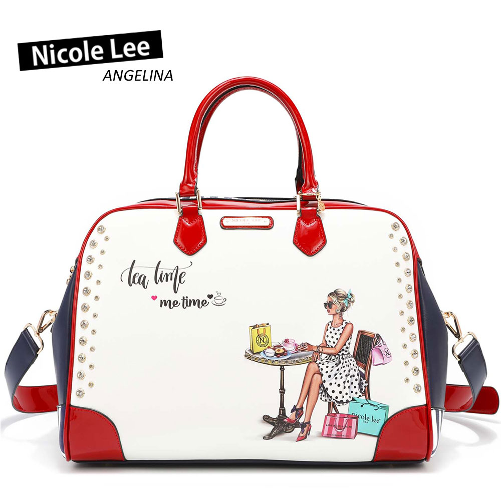 2/3新入荷！2022SS新作！数量限定！NICOLE LEE ニコールリー TT16524 TEA TIME ME TIME レディース ティータイムレディー ボストンバッグ ショルダー ホワイト ビジュー ドット柄 ドレス 春夏秋冬 ビーガンレザー ヴィーガン SDGs サステナブル 30代 40代 20代 ストライプ