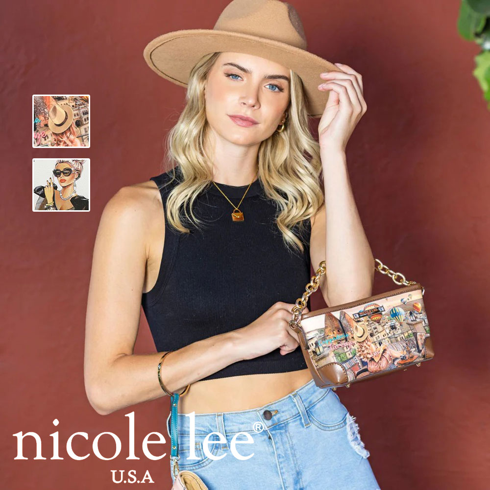 ニコールリー 2024 新作 数量限定 NICOLE LEE ニコールリー PRT16965 LADY IN BLACK CHAIN MINI HANDBAG レディース クラシック マルチカラー ショルダーバッグ ミニバッグ チェーンハンドル バック nicolelee ニコルリー ショルダー ポシェット パーティーバッグ 3WAY 小さめ セカンド