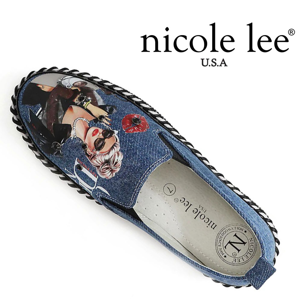 2024  3ĸ NICOLE LEE ˥꡼ DNM23031 LADY IN BLACK ǥ ǥ˥ 奢 åݥ ˡ  եå ڥ Х饭ӥ塼 ˥꡼ DENIM SLIP ON SNEAKER ƥå ڥ ܳץ󥽡 