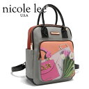 2025新作 数量限定 NICOLE LEE ニコールリー SET17294 A VIOLET BLOSSOM 2WAY スクエア リュックサック バックパック ショルダー レディース ビーガンレザー ショルダー 30代 40代 20代 50代 通勤通学 カラーストーン フラワー 桜ピンク セレモニー ブーケ カラーストーン