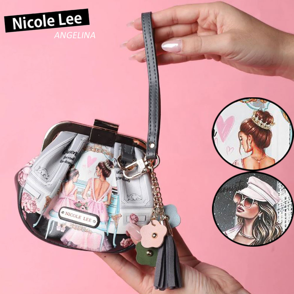 楽天ANGELINA - アンジェリーナ数量限定 NICOLE LEE ニコールリー CP6623 レディース がま口コスメポーチ ミニバッグ リップ 春夏秋冬 ビーガンレザー ヴィーガン 人気 30代 40代 20代 SDGs サステナブル ボックス付き クリスマスプレゼント 贈物 お祝い フリンジストラップ