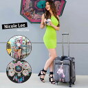 NICOLE LEE ニコールリー LG1420 ガールプリント 32L キャリーバッグ キャリーケース 旅行 バック スーツケース 4輪ダブルキャスター 段階調節キャリーバー nicolelee インスタ 海外 空港 大容量 飛行機 おしゃれ 人気　ニコルリー　イギリス韓国アメリカLA 頑丈 旅バッグ