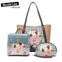 ニコールリー 数量限定 NICOLE LEE ニコールリー SET16638 DOUBLE QUEENS レディース トートバッグ＋ミニリュック＋マルチポーチ 3点セット ビーガンレザー ヴィーガン 30代 40代 20代 ニコルリー サステナブル SDGs クリスマスギフト 50代 60代 ピンクグレー