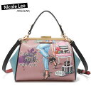 ニコールリー 数量限定 NICOLE LEE ニコールリー CW16679 CASUAL WALK レディース さくらピンク ブルーグリーン ミニボストン がまぐち ハンドバッグ ビーガンレザー ヴィーガン 30代 40代 20代 サステナブル SDGs インスタ プレゼント 　旅行 ビジュー ビーズ