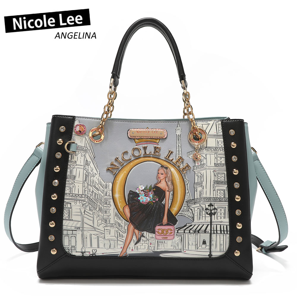 ニコールリー 数量限定 NICOLE LEE ニコールリー DC16623 DREAMING THE CITY レディース ブルーグリーン チェーンショルダー ハンドバッグ ビーガンレザー ヴィーガン 30代 40代 20代 サステナブル SDGs インスタ プレゼント 贈物 旅行 ビジュー ビーズブーケ