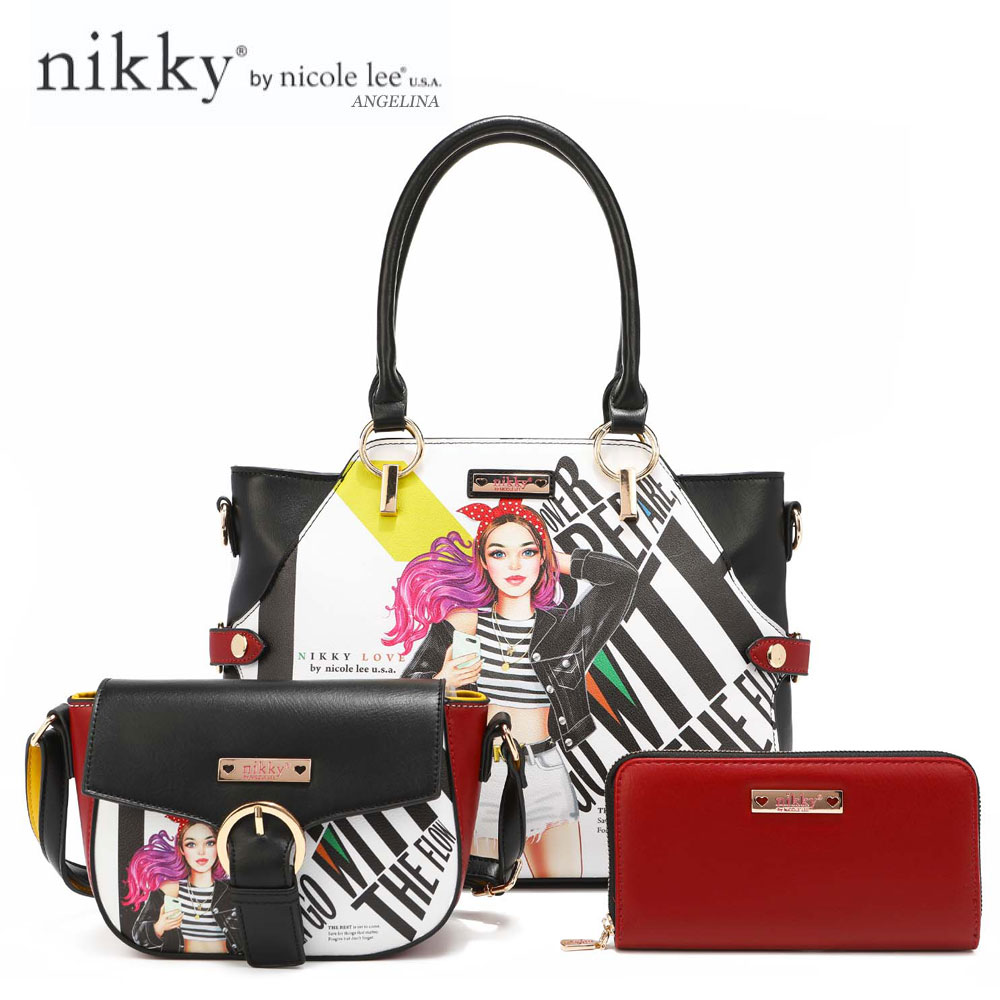 ニコールリー 数量限定！ Nikky by nicole lee（ニッキー）NK12368 レディース 3点セット トートバッグ＋スモールハンドバッグ＋ラウンドファスナー長財布 ショルダー ビーガンレザー 30代 40代 20代 春夏秋冬 COLLEGE GIRL SDGs サステナブル 50代 60代 ポップガール インスタ