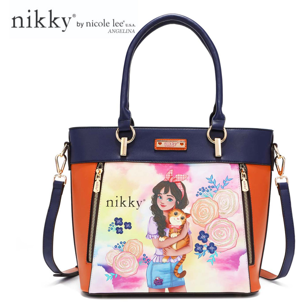 数量限定！2022 Nikky by nicole lee（ニッキー）NK12374 LOVELY CLARA レディース 3点セット トートバッグ＋ハンドバッグ＋ラウンドファスナー長財布 ビーガンレザー 30代 40代 20代 春夏秋冬 SDGs サステナブル パープル ローズ 猫ちゃん インスタ タイダイ柄 ピンク