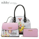 ニコールリー 数量限定　 Nikky by nicole lee（ニッキー）NK12378 FUN BEGINS レディース 3点セット ドーム型ボストンバッグ＋ハンドバッグ＋ラウンドファスナー長財布 ビーガンレザー 30代 40代 20代 春夏秋冬 サークルサングラス サステナブル ラベンダー 丸メガネ インスタ