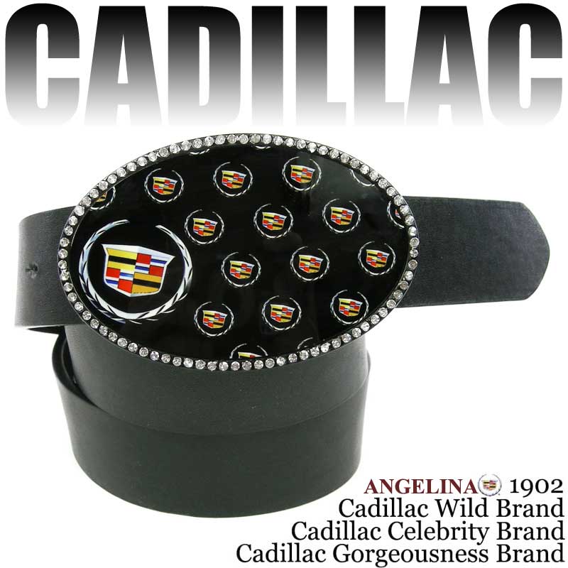 キャデラック 【男女兼用】キャデラック　ブラックモノグラム　ラインストーンバックル（GM正規品、黒、CADILLAC、クリアケース付き、1万円以上送料無料 セレブ愛用キャデラック　キャデラックベルトバックル）*gb