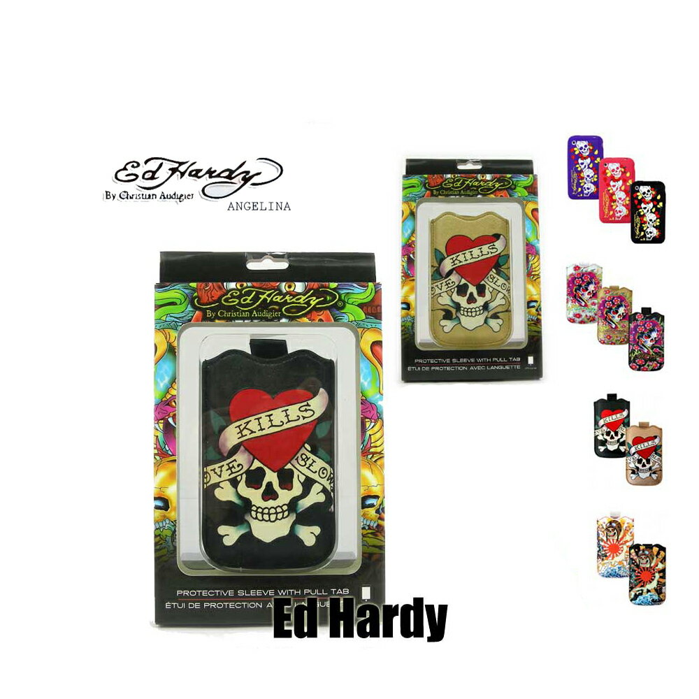 iPhone4　はジャストサイズ！エドハーディー　ラブキル携帯＆多目的ケース　ブラックゴールドエド・ハーディー（Ed Hardy iPhone LKS Sleeve With Full Tab Case、箱付き、スカル、エドハーディ　クリスチャンオードジェー　エドハーディー正規品【smtb-MS】