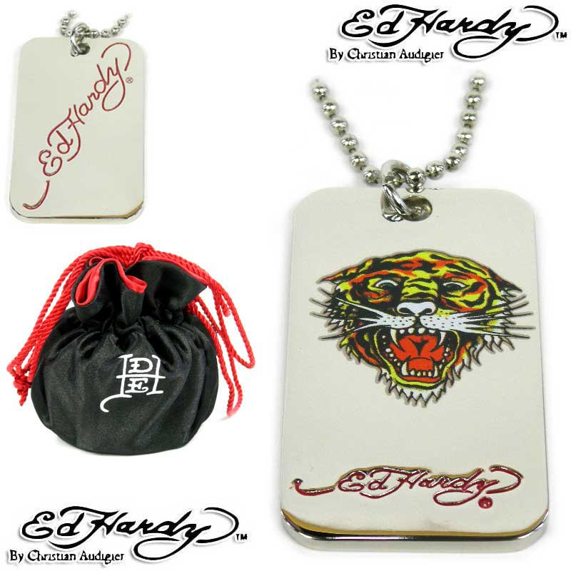 ラブキルよりも！ED　HARDY　ドックタグ　クラシックタイガーエド・ハーディーデザインエドハーディー正規品本物エドハーディクリスチャンオードジェーアンジェリーナセレブ愛用エドハーディーアクセサリージュエリーウォッチDJ宝石ダンスジェイコブフランスパリ