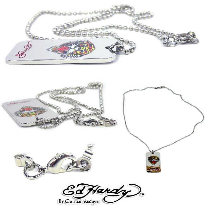 ラブキルよりも！ED　HARDY　ドックタグ　クラシックタイガーエド・ハーディーデザインエドハーディー正規品本物エドハーディクリスチャンオードジェーアンジェリーナセレブ愛用エドハーディーアクセサリージュエリーウォッチDJ宝石ダンスジェイコブフランスパリ