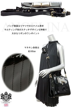 英国ブランド LYDC LONDONエルワイディーシーロンドン日本正規代理店L3099A ASOS掲載 Bagリボンクラシカルエナメルハンドバッグバックイギリスブランドかばんブランドユニオンジャックマザーズバッグセカンドバッグにもドラゴケリーモデルアンジェリーナ 大人可愛い