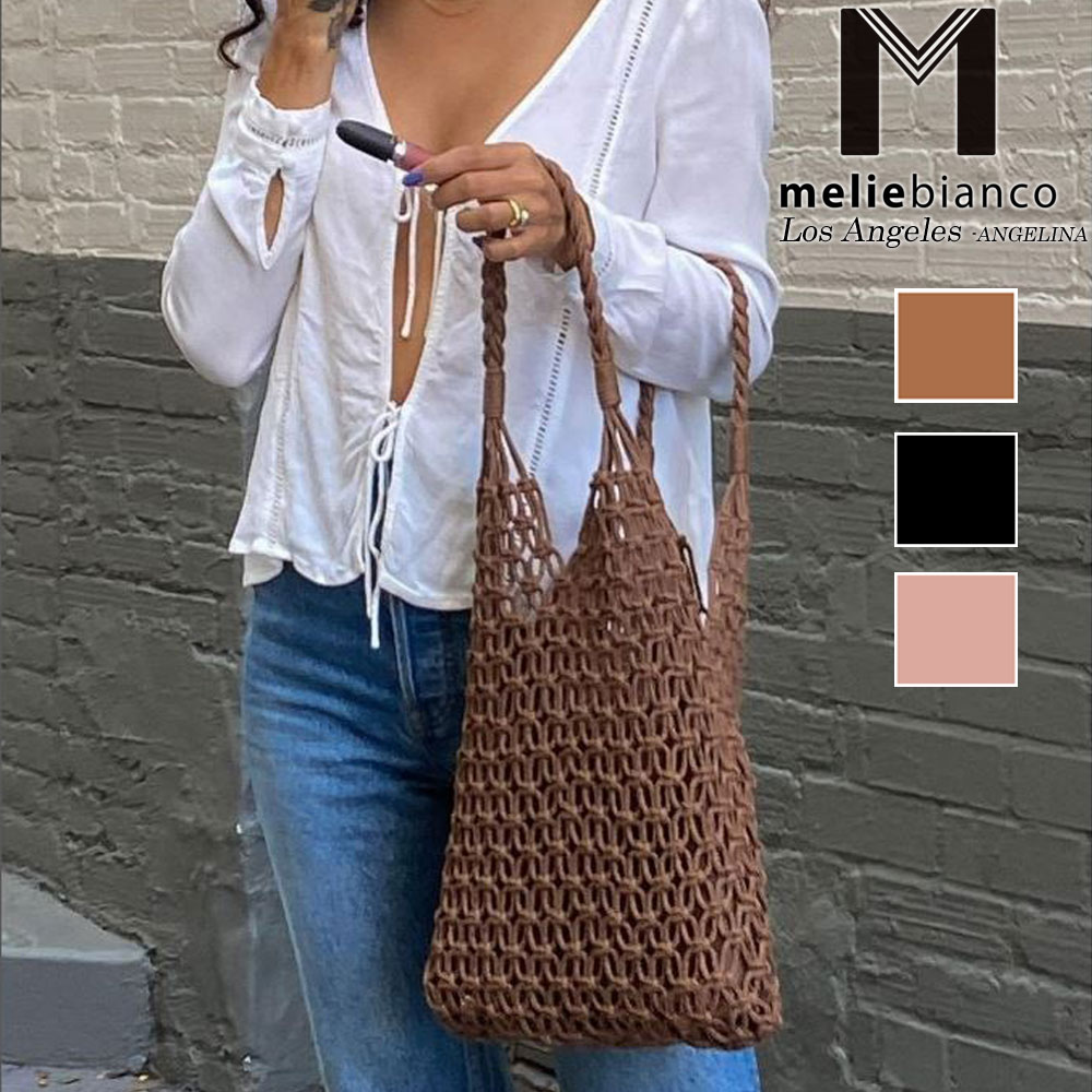 2024 限定品 Melie Bianco（メリービアンコ）AB9408 Izzy Blush Medium Shoulder Bag Free People レディース ナチュラル ビーチ クロシェット メッシュ バッグ ハンドバッグ トートバッグ かぎ針 編み込み バック 30代 40代 20代 アウトドア バッグインバッグ ショルダー