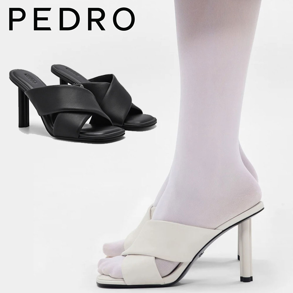 保証付 返品OK 日本　正規品 2024 日本未入荷ブランド PEDRO ペドロ PW1-26760088 ロゴ PEDRO Icon Leather Heel Sandals クロスレザー サンダル 通勤通学 レディース 人気 30代 40代 50代 60代 モダン クラシック セレモニー 結婚式 キッドレザー 上品 海外 エレガント