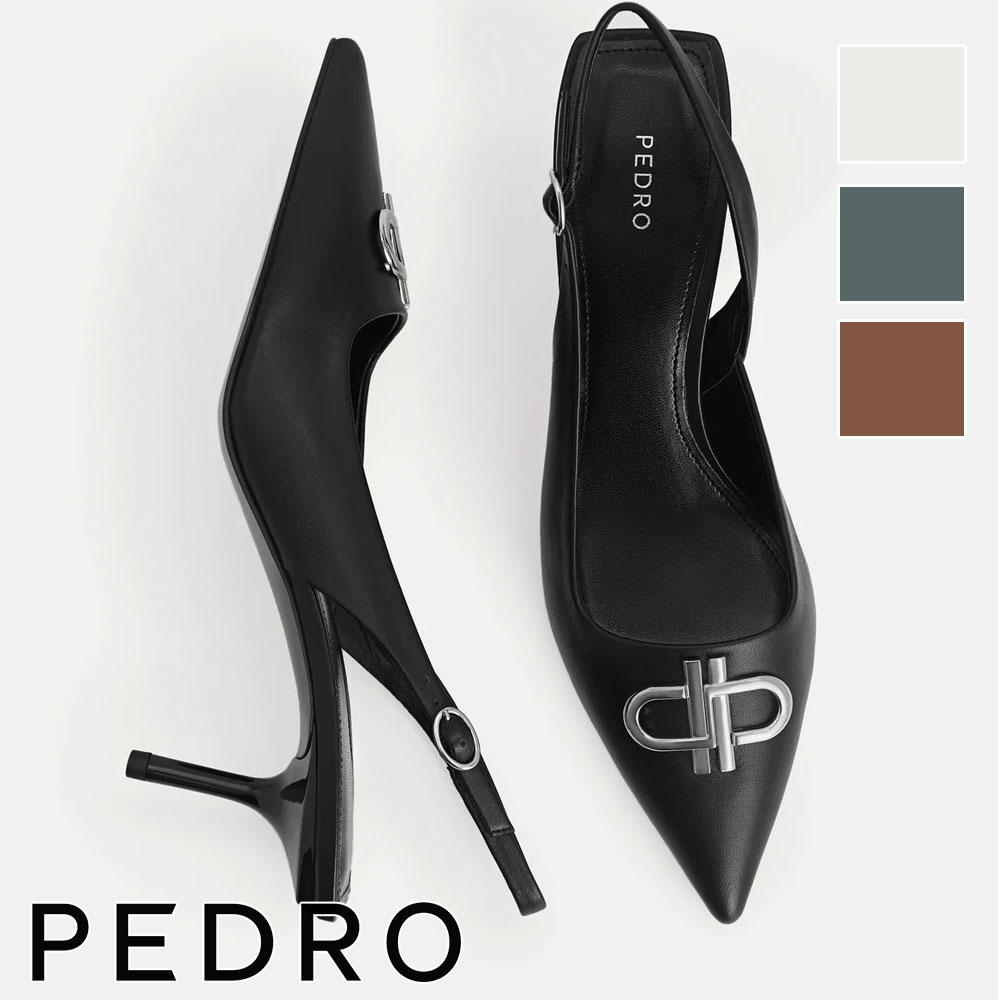 保証付 返品OK 日本　正規品 2024 日本未入荷ブランド PEDRO ペドロ PW1-26680024 ロゴ PEDRO IconLeather PointedSlingback Pumps レザー ポインテッド スリングバック パンプス 通勤通学 レディース 人気 30代 40代 50代 60代 クラシック セレモニー 結婚式 エレガント