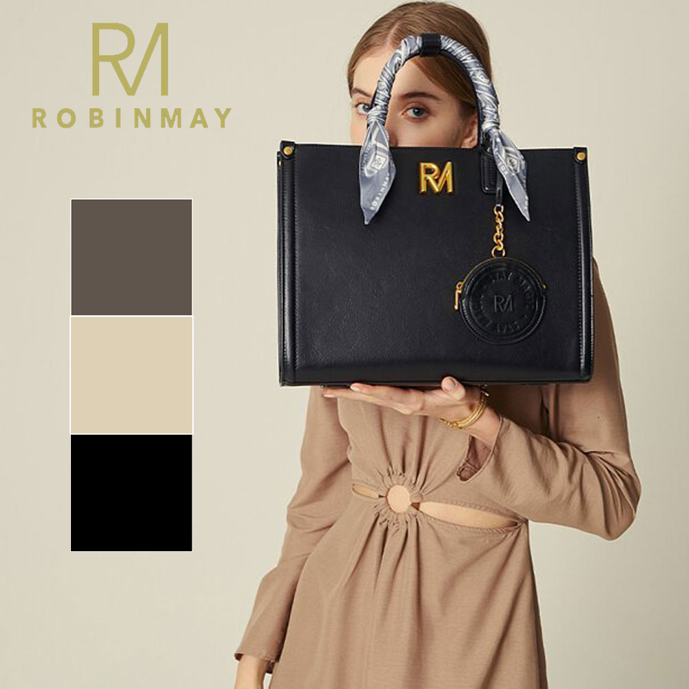 保証付 返品OK 正規品 2024 ROBINMAY　ロビンメイ B165 2 in 1 Lady VIS Hangbag レディース トートバッグ 大きめ A4 ショルダー ポーチ付き 大容量 ビーガンレザー 30代 40代 20代 SDGs サステナブル スカーフ付 お仕事バッグ シンプル