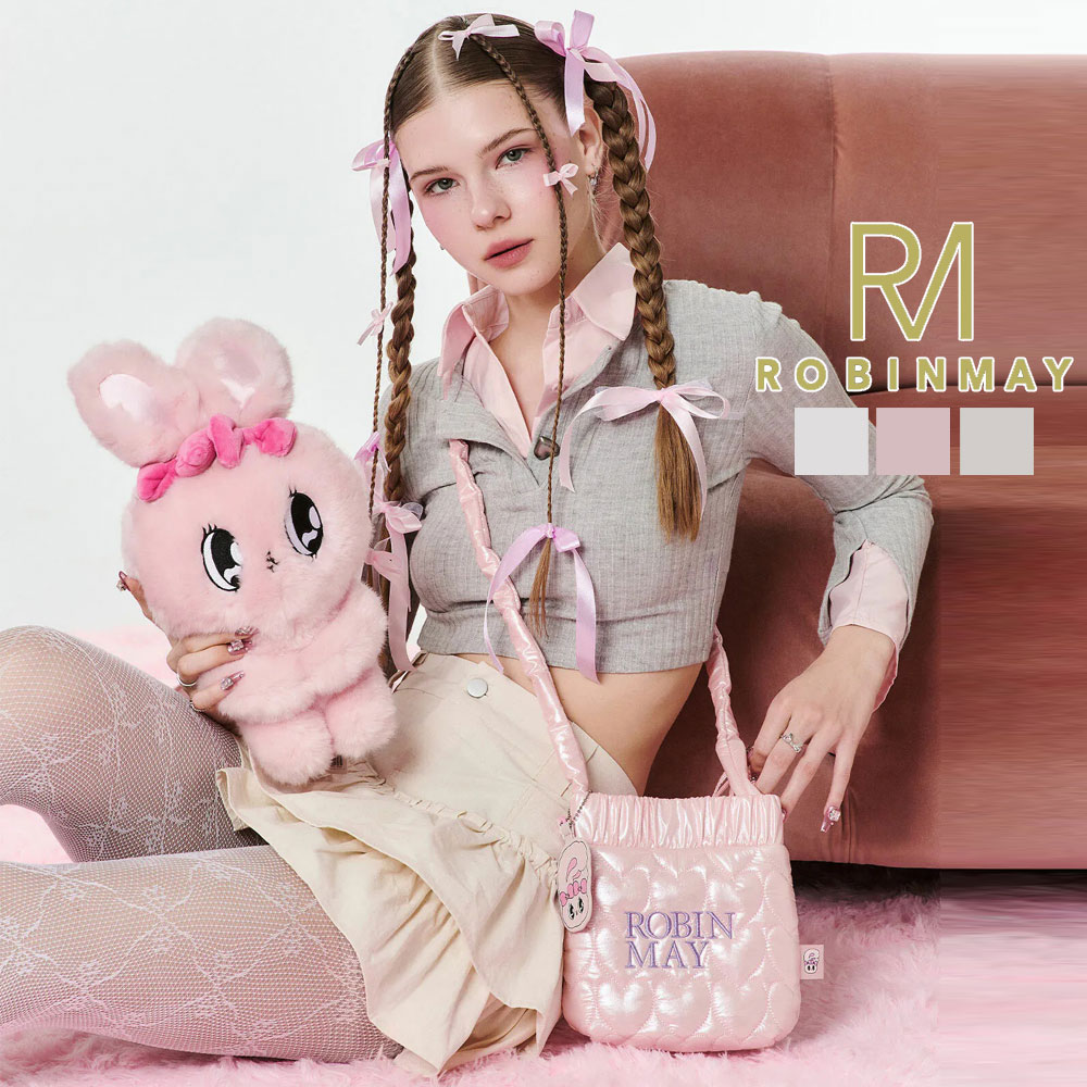 保証付 返品OK 正規品 2025 ROBINMAY ロビンメイ B278 RM x Esther Bunny Meegoフラワーチャーム付き ショルダーバッグ パールナイロン キルティング 高品質 かばん 台湾 20代 30代 40代 50代 60代 隨身斜背包 クロスボディ 通勤通学 ナナメ掛けショルダー 可愛い 小さめ