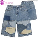 クーポン配布中/ MISHKA ショートパンツ ミシカ デニムショーツ PATCHWORK DENIM SHORTS ストリート/