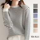 【ニットカットソー】レディース トップス tシャツ クルーネック ボーダー ベーシック カジュアル 秋冬 着痩せ きれいめ 生地 綿 おしゃれ 大きいサイズ ス...