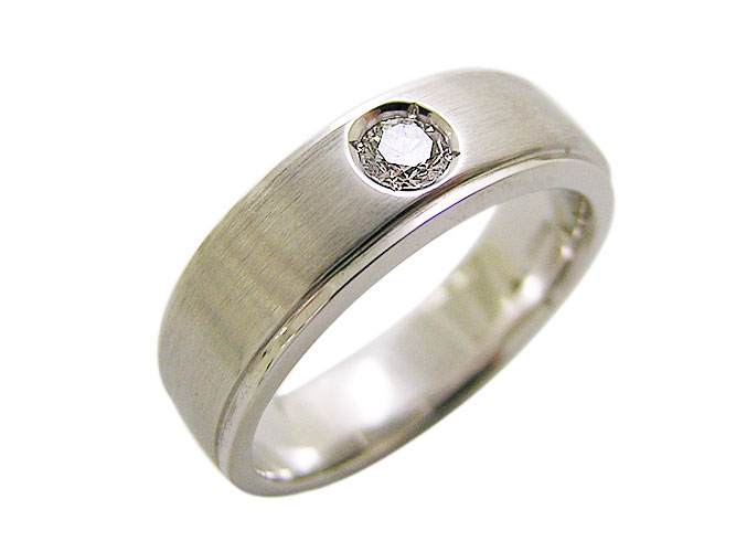 メンズジュエリーK18WGダイヤモンドメンズリング（D 0.15ct）鑑別書付