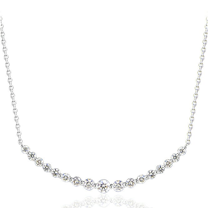 Pt900/Pt850プラチナダイヤモンドカーブラインネックレス(1.00ct)