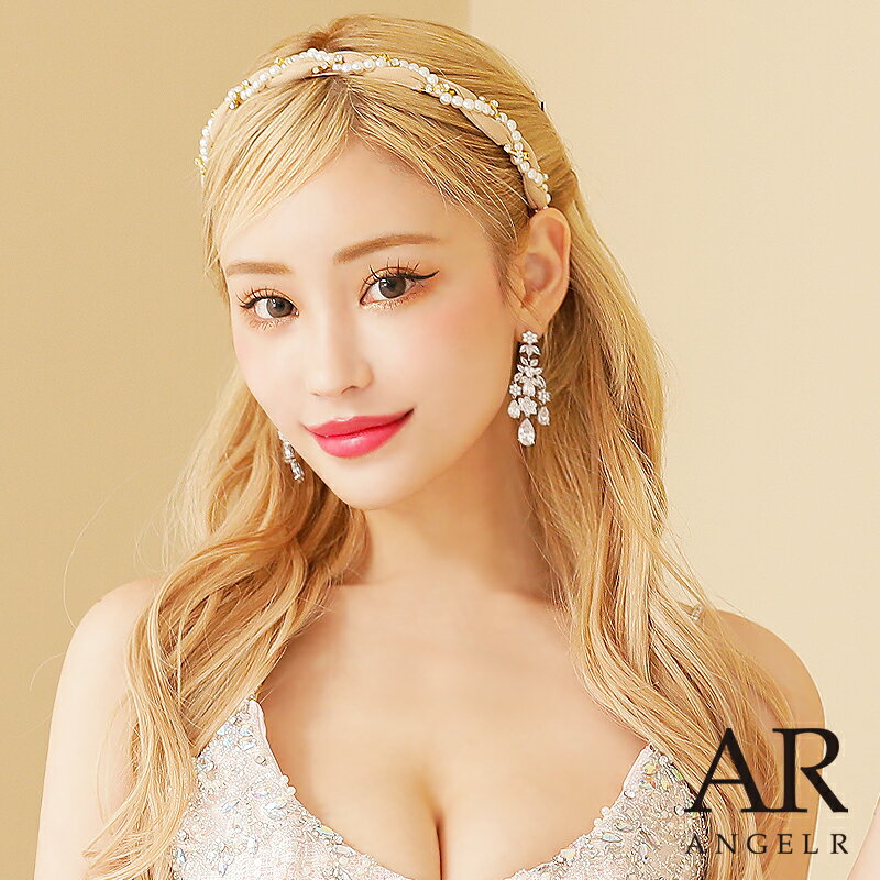 パール（カチューシャ） AngelR エンジェルアール[パール＆ビジューデザインカチューシャ]カチューシャ ヘアアクセサリー 髪留め ストーン アクセサリー アクセ レディース ドレス フォーマル パーティー 女子会 HA006yx